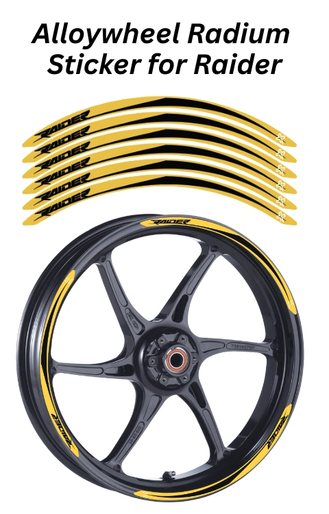 Alloy Wheel Radium Sticker Compatible with Raider | Printed In Premium Radium With FPF(Fade Protection Film), Water Proof, Precut Sticker, Pack Of 12